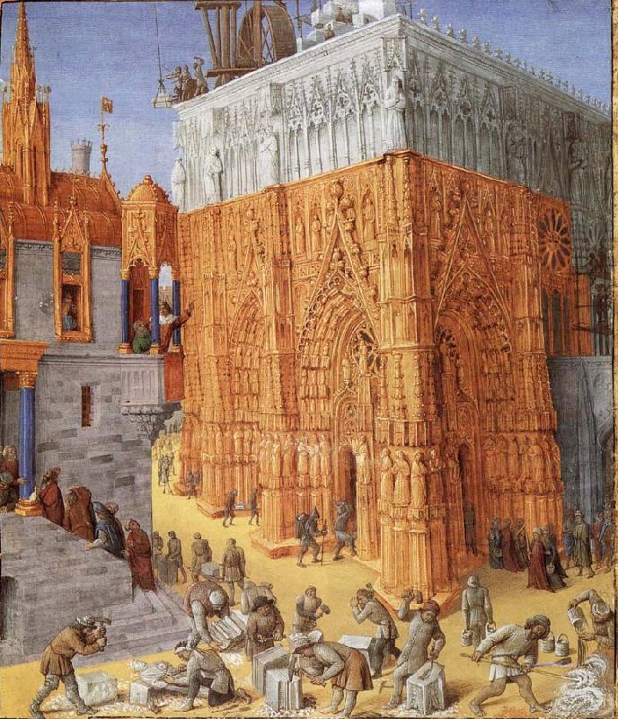 Jean Fouquet The building of the temple to jerusalem, from Flavius Josephus De antiquity skills and wars of the Jews oil painting image